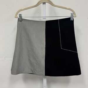 Boutique Few Moda New York Colorblock Mini Skirt A-line Blk Zigzag Stitch Size M